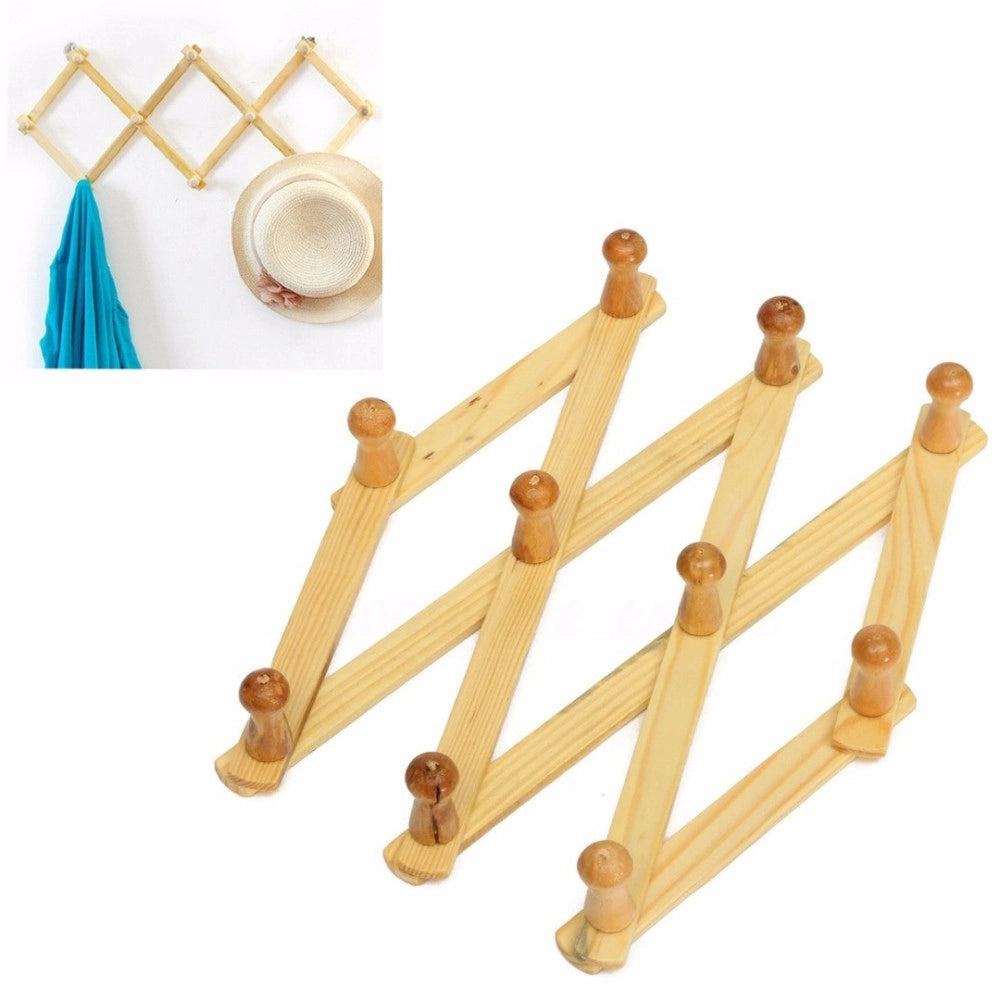 Trade Shop - Appendiabiti Appendipanni Da Parete Legno 10 Posti A Fisarmonica Estensibile -