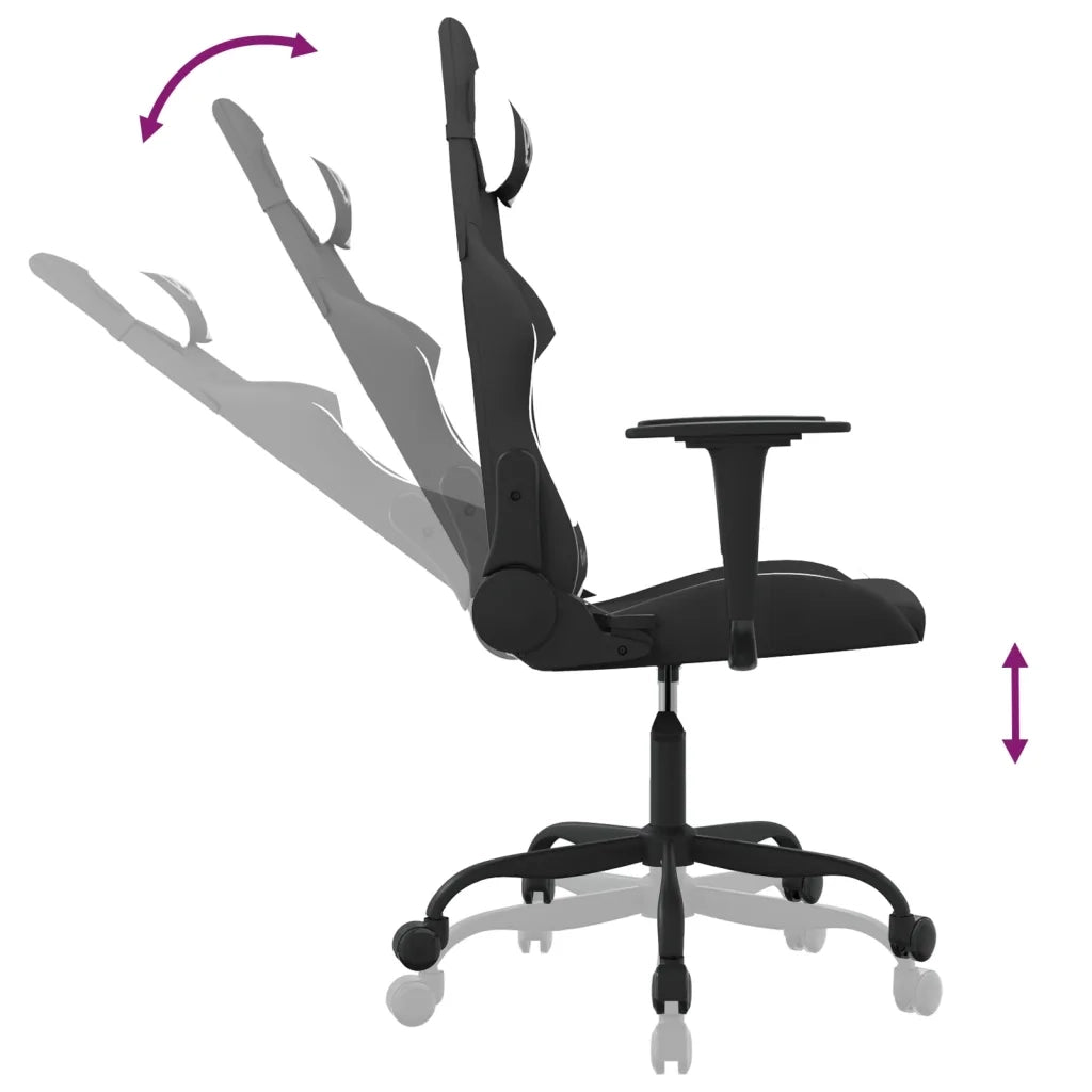 Sedia da Gaming Nero e Bianco in Tessuto 3143719