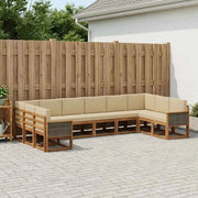 Set di divani da esterno 10 pz Naturale e Beige 3385569