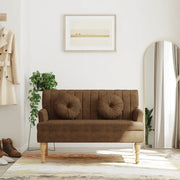 Panca con Cuscini-Sgabello-Divano Marrone 113x64,5x75,5 cm in Scamosciato