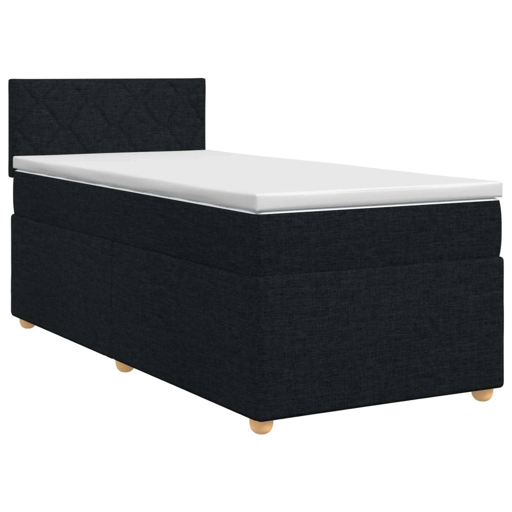Letto box spring con materasso Nero 100 x 200 cm Tessuto 3450897