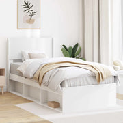Struttura del letto con stoccaggio e testata-Giroletto con contenitore Bianco 90 x 200 cm 293531