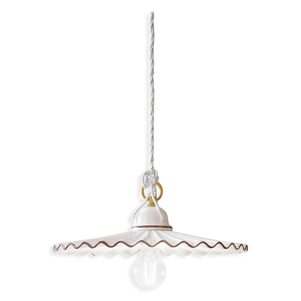 Sospensione Classica L&aposAquila Ottone E Ceramica Decorato Diam. 31Cm 1 Luce E27