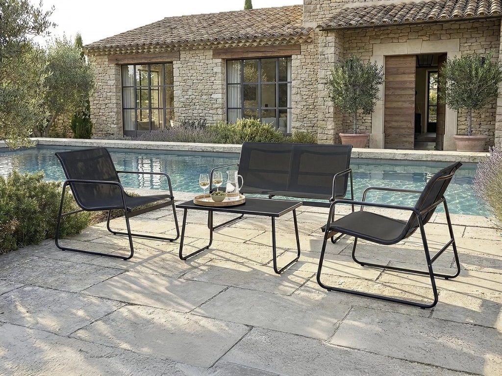 Set di mobili da giardino in metallo "Fortaleza" - 4 posti - Nero