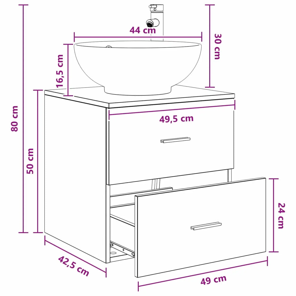 Mobile Lavabo da Parete Rovere Artigianale 890309