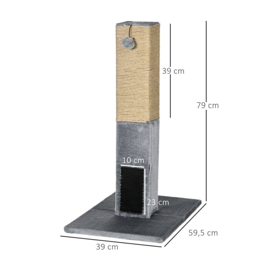 Grattatoio per gatti con palla sonaglio e 2 spazzole ¨C Minimal ¨C 59,5x39x79 cm grigio beige
