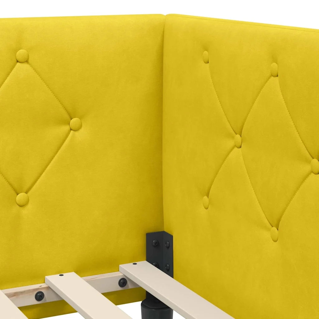Cornice del letto ad angolo Giallo 80 x 200 cm Velluto 3394140