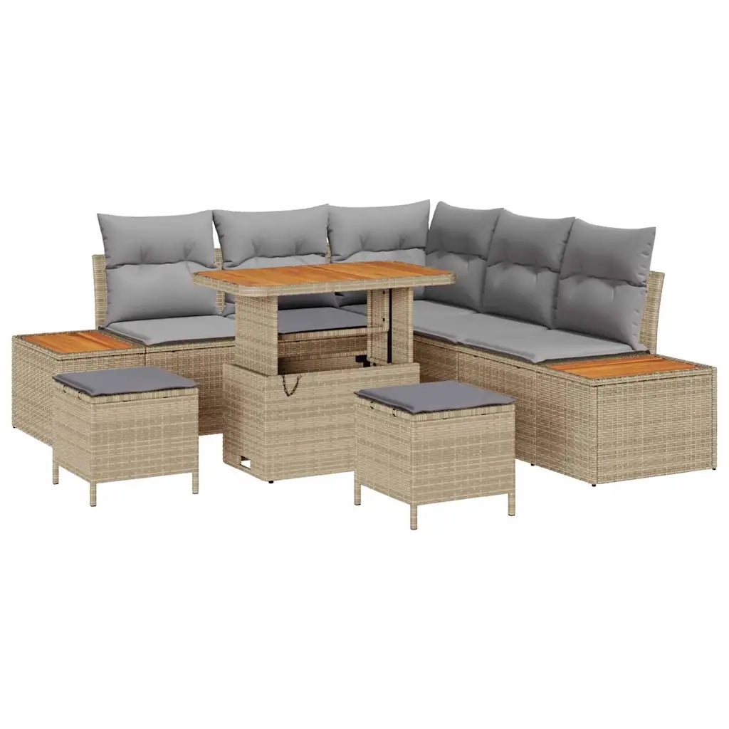 Set Divano da Giardino 8 pcs Beige polyrattan