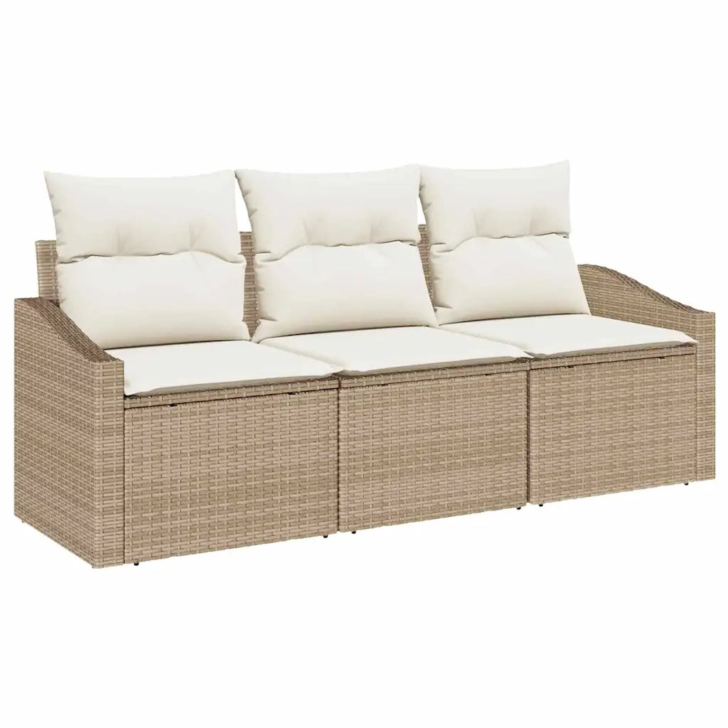 Set di divani con cuscino 3 pcs Beige polyrattan 3346581