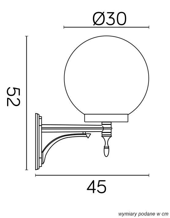 Applique da esterno globo 30 cm E27 nero IP43 SU-MA