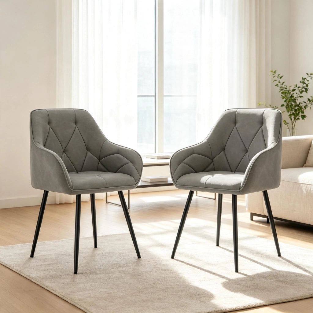 SEDIA Set da 2 pezzi 45,5x45x83,5 cm Similpelle Grigio Scuro