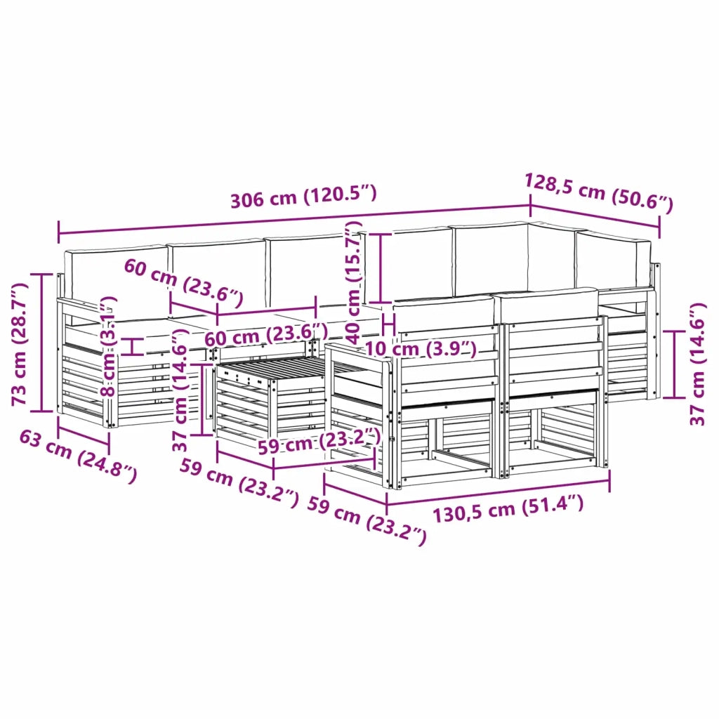 Set di divani da esterno 8 pcs Bianco e Antracite 3392062