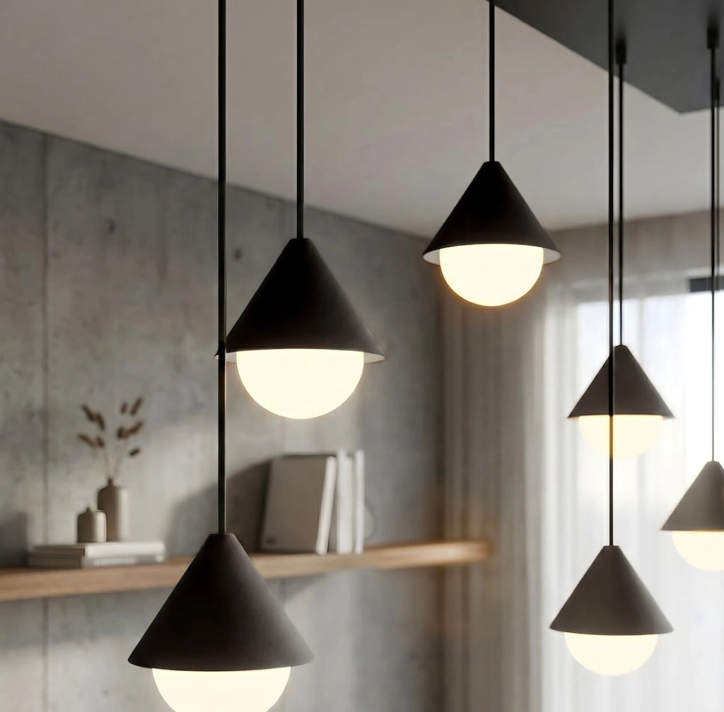 Lampada sospesa moderna GIRO 6xG9 nera bianca Emibig