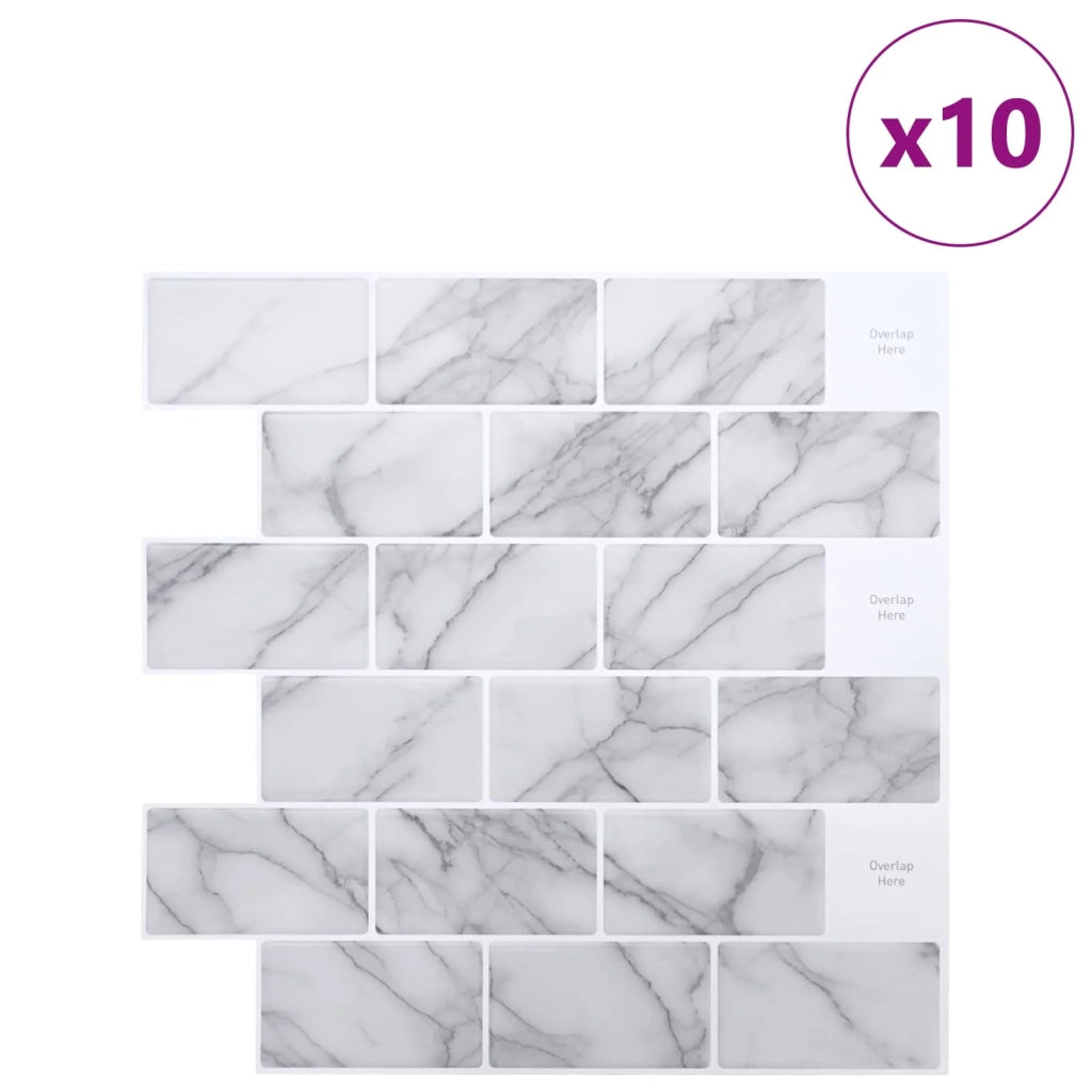 Piastrella subway 10 pcs Marmo Bianco 30 x 30 cm 42046129