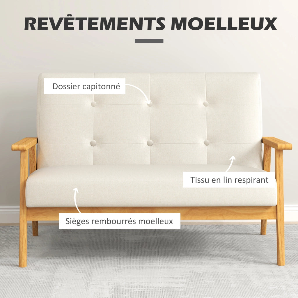 Divano 2 posti ¨C Minimal ¨C beige tessuto trapuntato