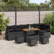 Set Divano da Giardino con cuscino 10 pcs Nero Poly Rattan 3362549