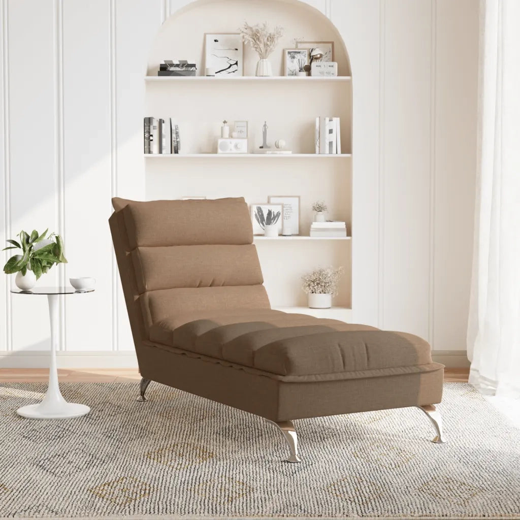 Sdraio con Cuscini Marrone in Tessuto 379471