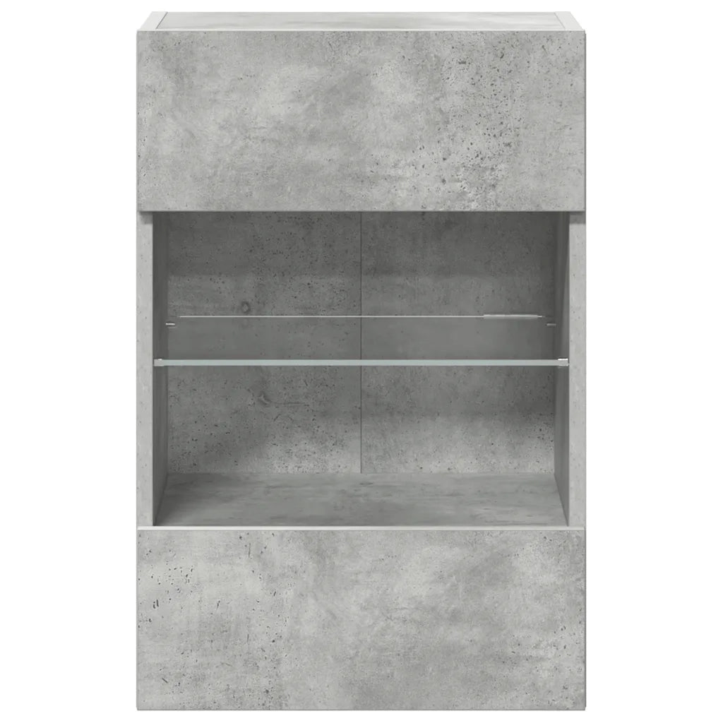 Mobili da parete con luci LED per TV 2pz | Armadietto TV | Mobile Porta TV Grigio Cemento 40x30x60,5cm