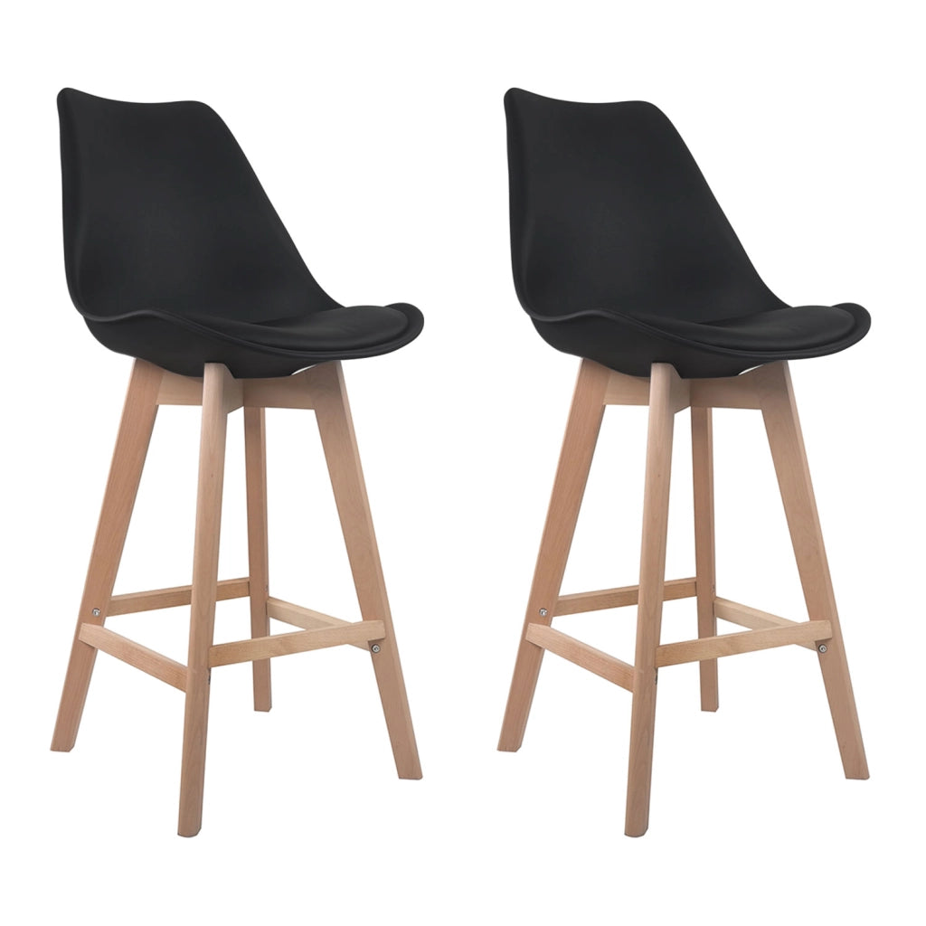 Set di 2 sgabelli scandinavi SVEN neri con cuscino
