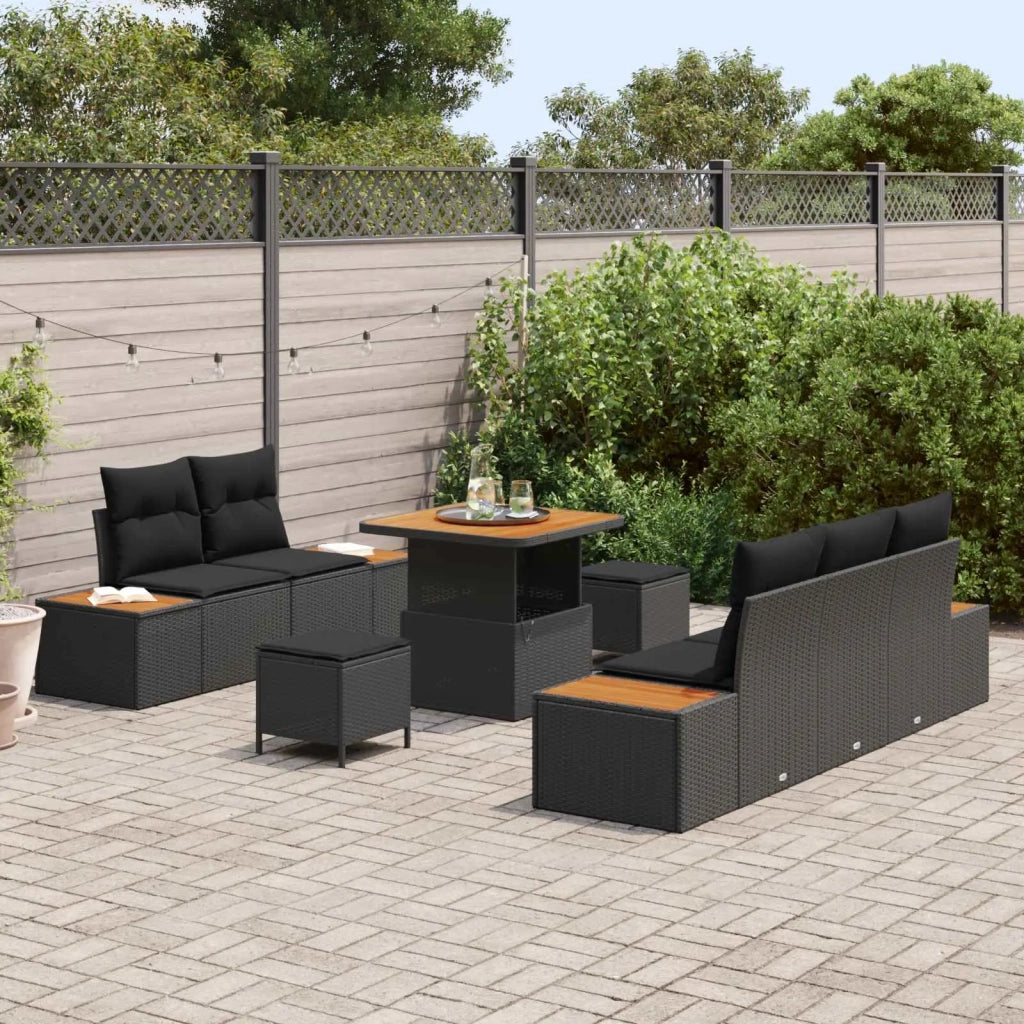 Set Divano da Giardino 8 pcs Nero polyrattan 3362854