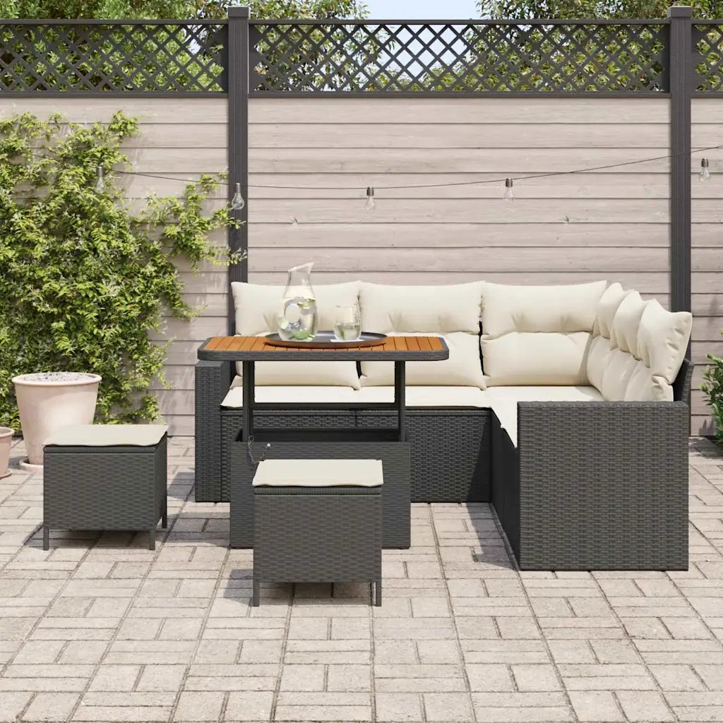 Set Divano da Giardino 8 pcs Nero polyrattan 3361615