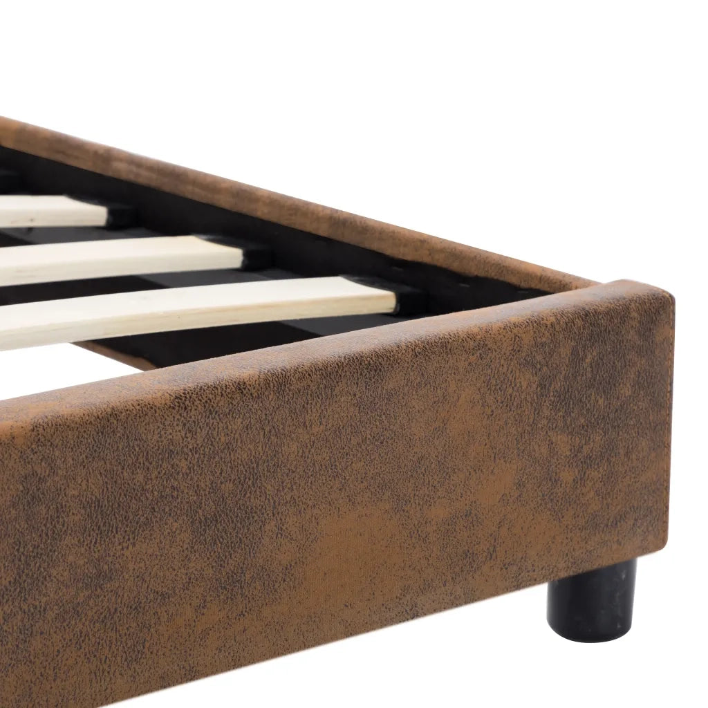 Giroletto-Struttura Letto Marrone in Similpelle Scamosciata 90x200 cm 996046