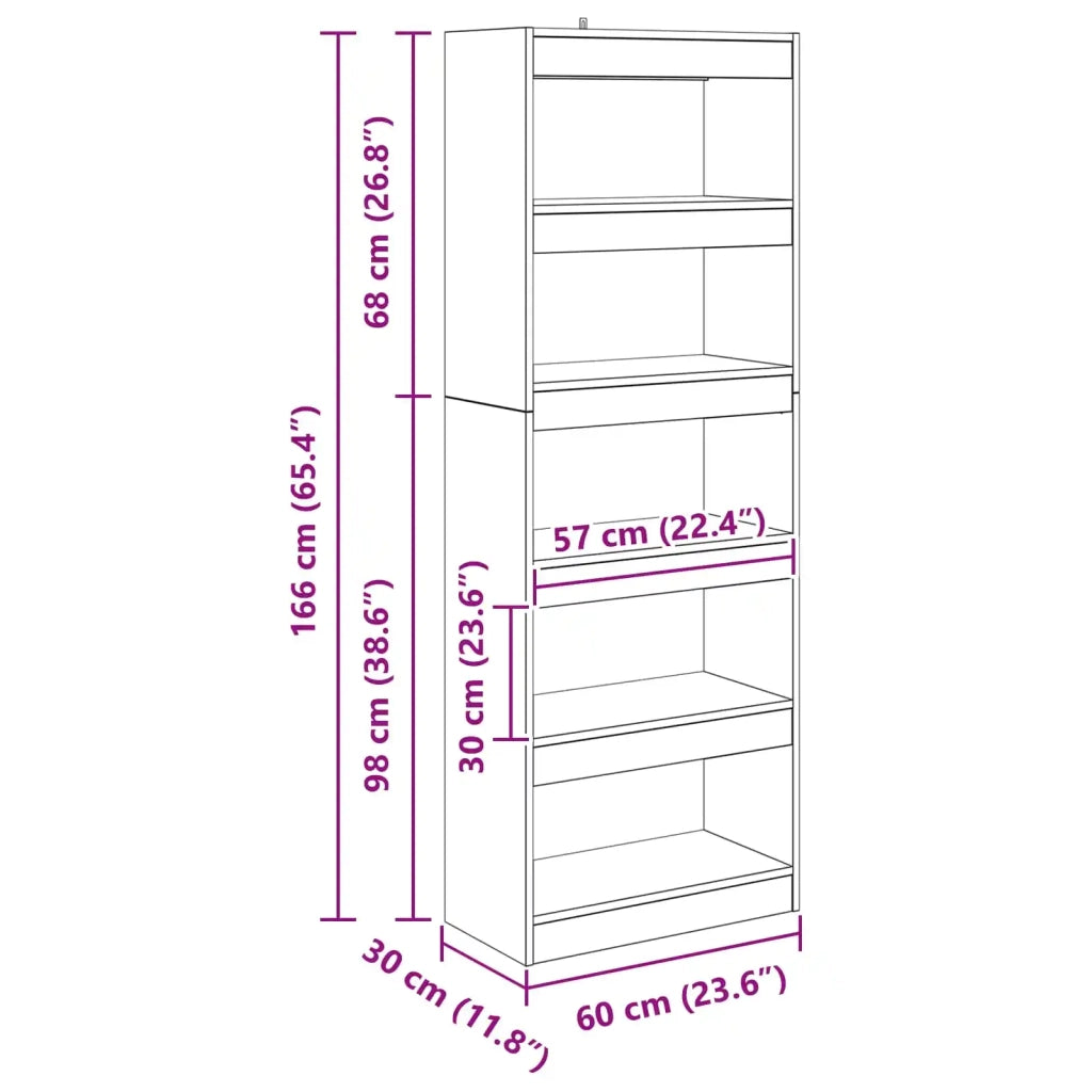 Armadio per Libri 5 livelli 60 x 30 x 166 cm Rovere nero 880461