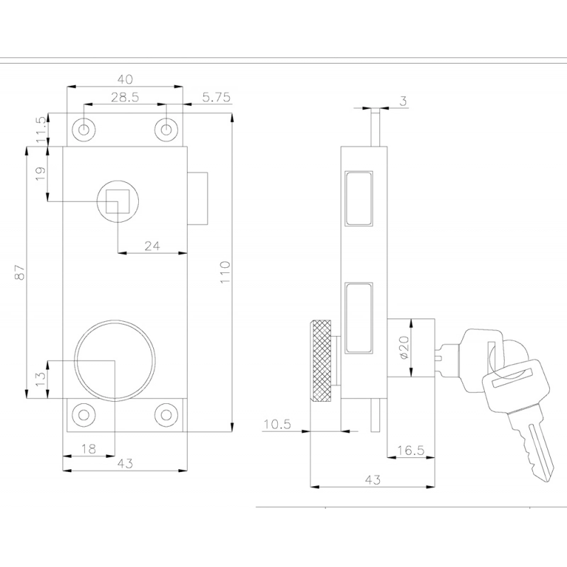 SERRATURA DA APPOGGIARE DESTRA RIM DOOR LOCKS LEFT