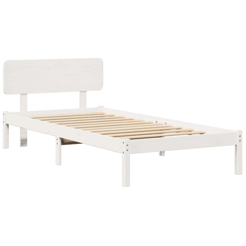 Struttura del letto Bianco 90 x 190 cm Pino massello 872129