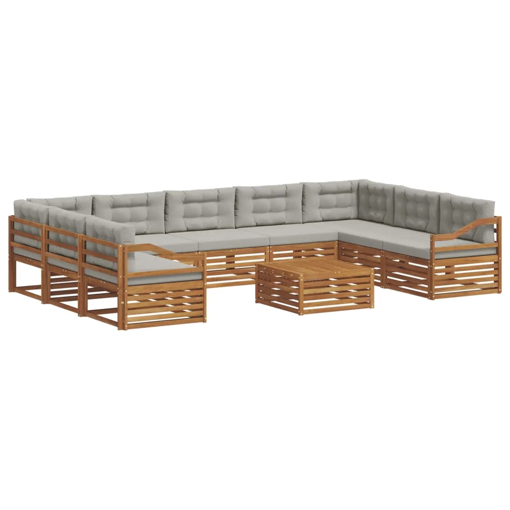 Set di divani da esterno 10 pcs Grigio Naturale e Chiaro 3374186