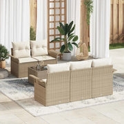 Set di divani con cuscino 6 pcs Beige polyrattan