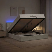 Letto Ottomano con Materasso e LED Grigio Chiaro 200 x 200 cm 3457233