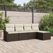 Set di divani con cuscino 5 pcs Marrone e Crema polyrattan 3355347