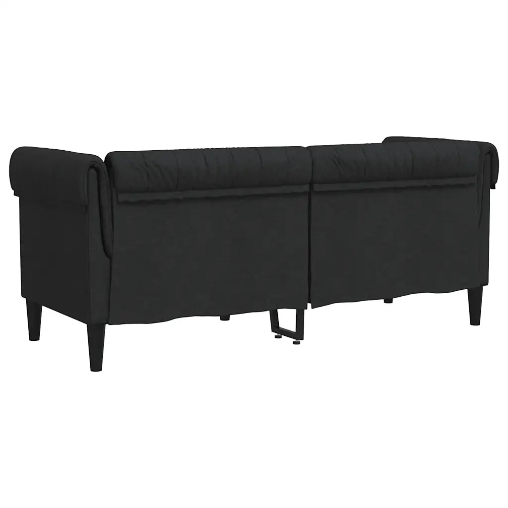 Divano Chesterfield a 2 Posti-Sofa 2 Posti-Divanetto Nero in Tessuto