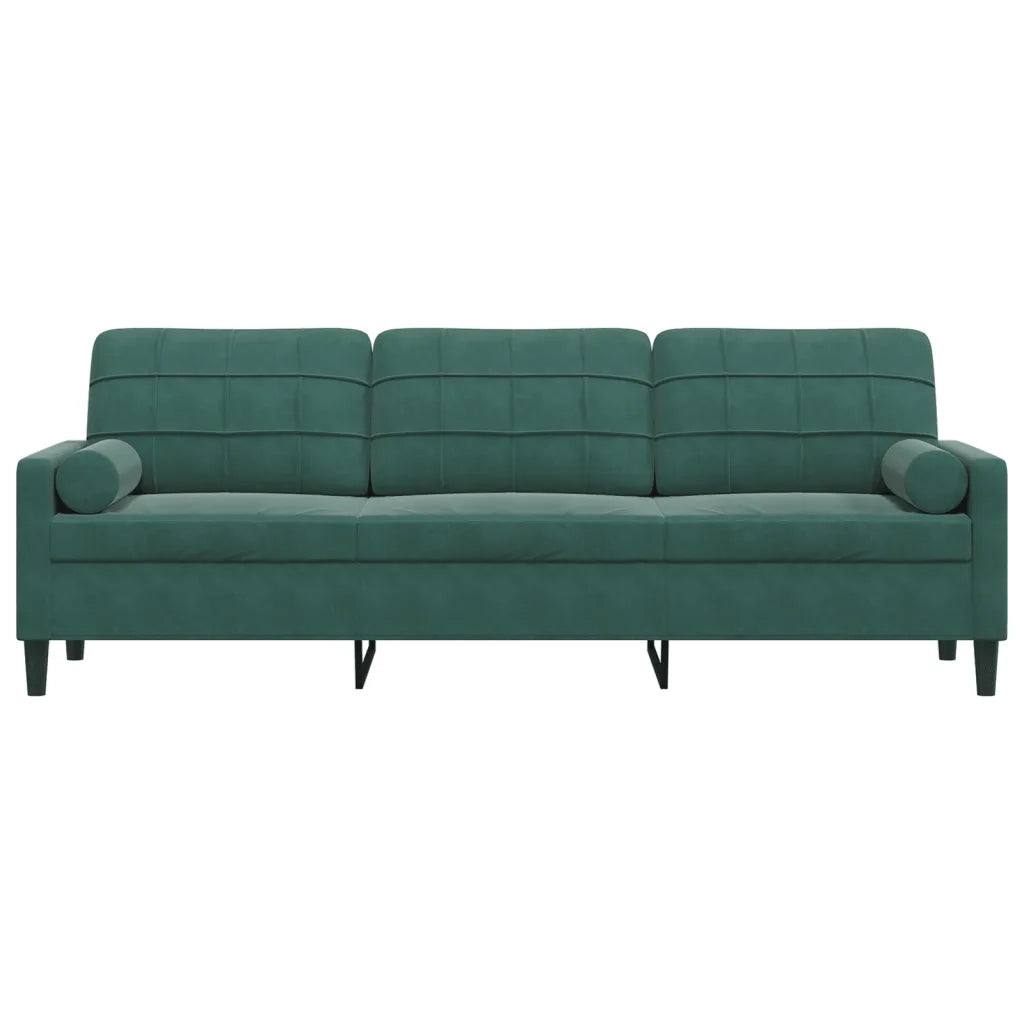 Divano a 3 Posti con Cuscini Verde Scuro 210 cm in Velluto 3278241
