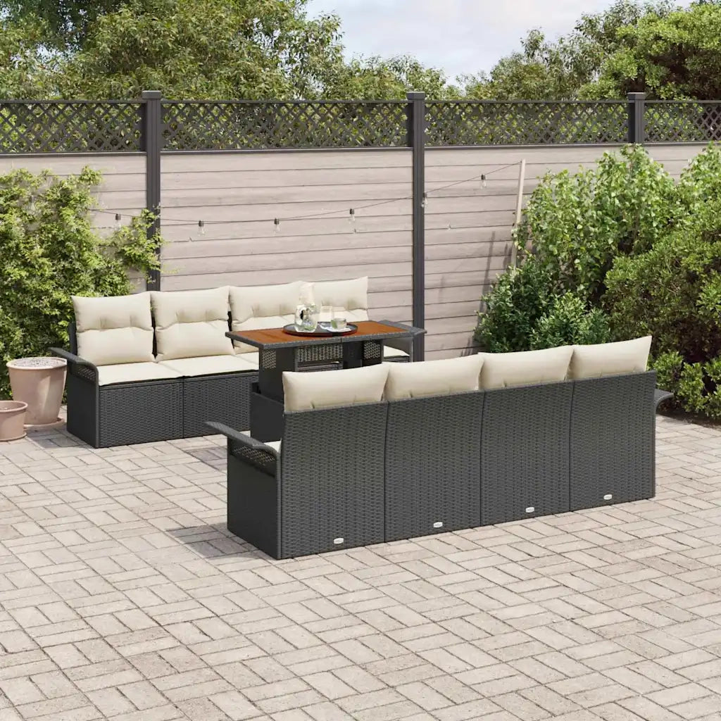Set Divano da Giardino con archiviazione 9 pcs Nero Poly Rattan 3358042