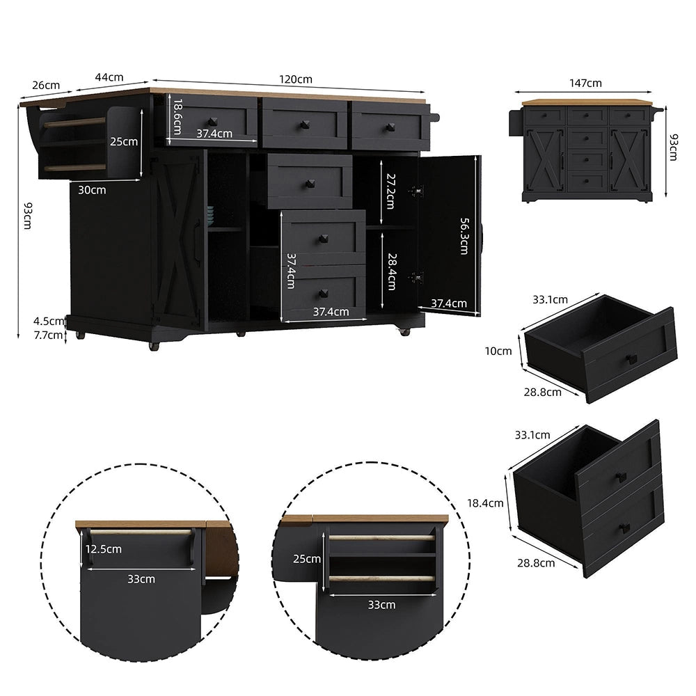 Isola cucina premium - Xylo - mobile con ruote nero