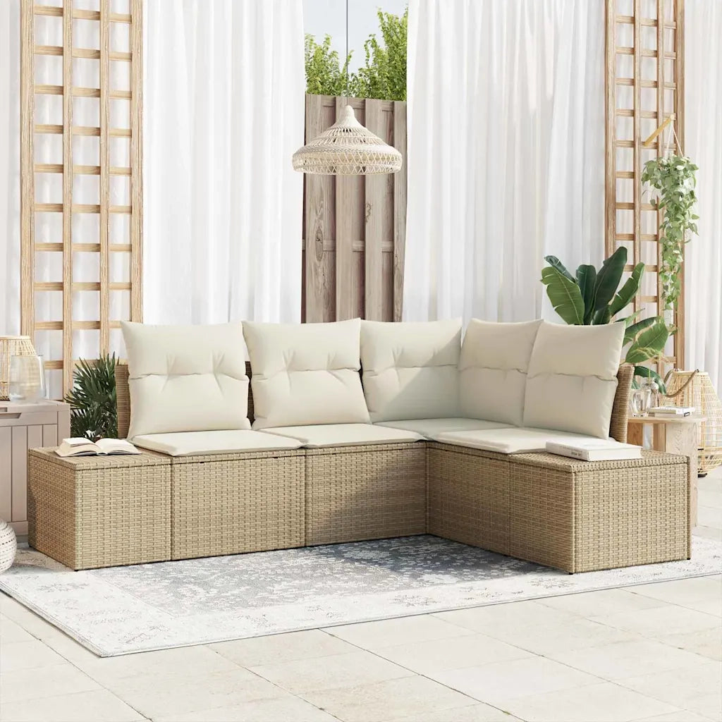 Set Divano da Giardino 4 pcs Beige polyrattan 3347041