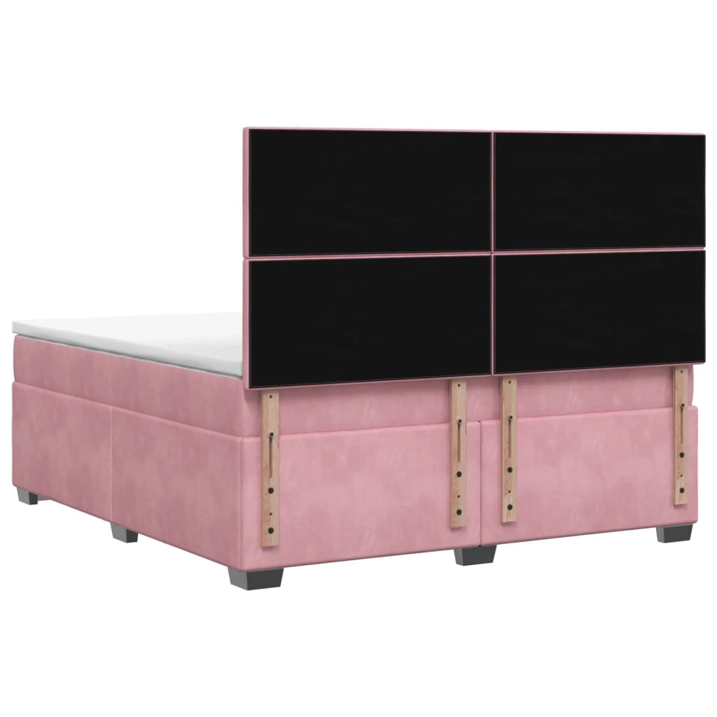 Letto box spring con materasso Rosa 140 x 200 cm Velluto 3455125