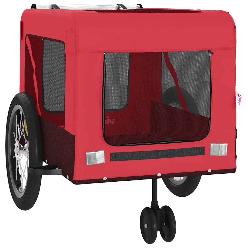Rimorchio da Bici per Animali Rosso e Nero Oxford e Ferro 93936