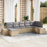 Set Divano da Giardino con cuscino 7 pcs Beige polyrattan 3355819
