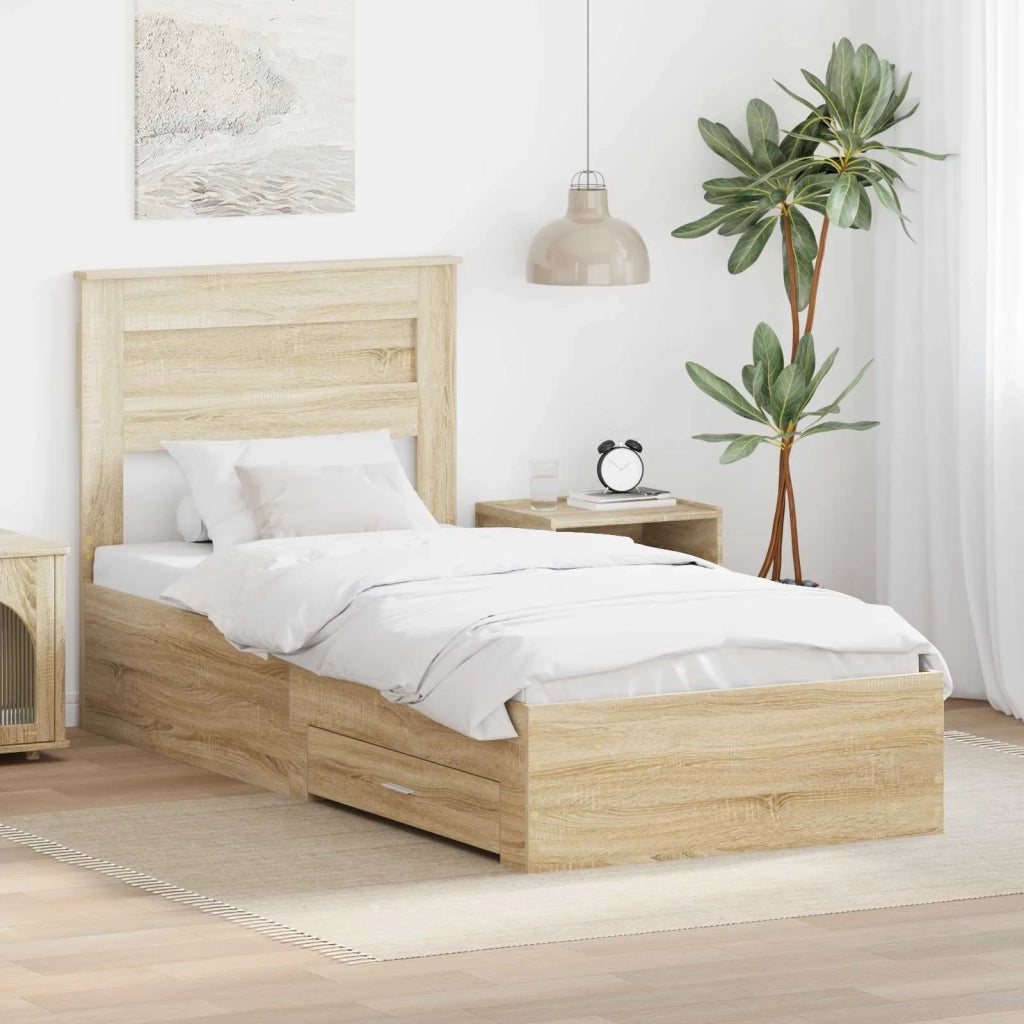 Struttura del letto con testiera Rovere Sonoma 100 x 200 cm 3410021