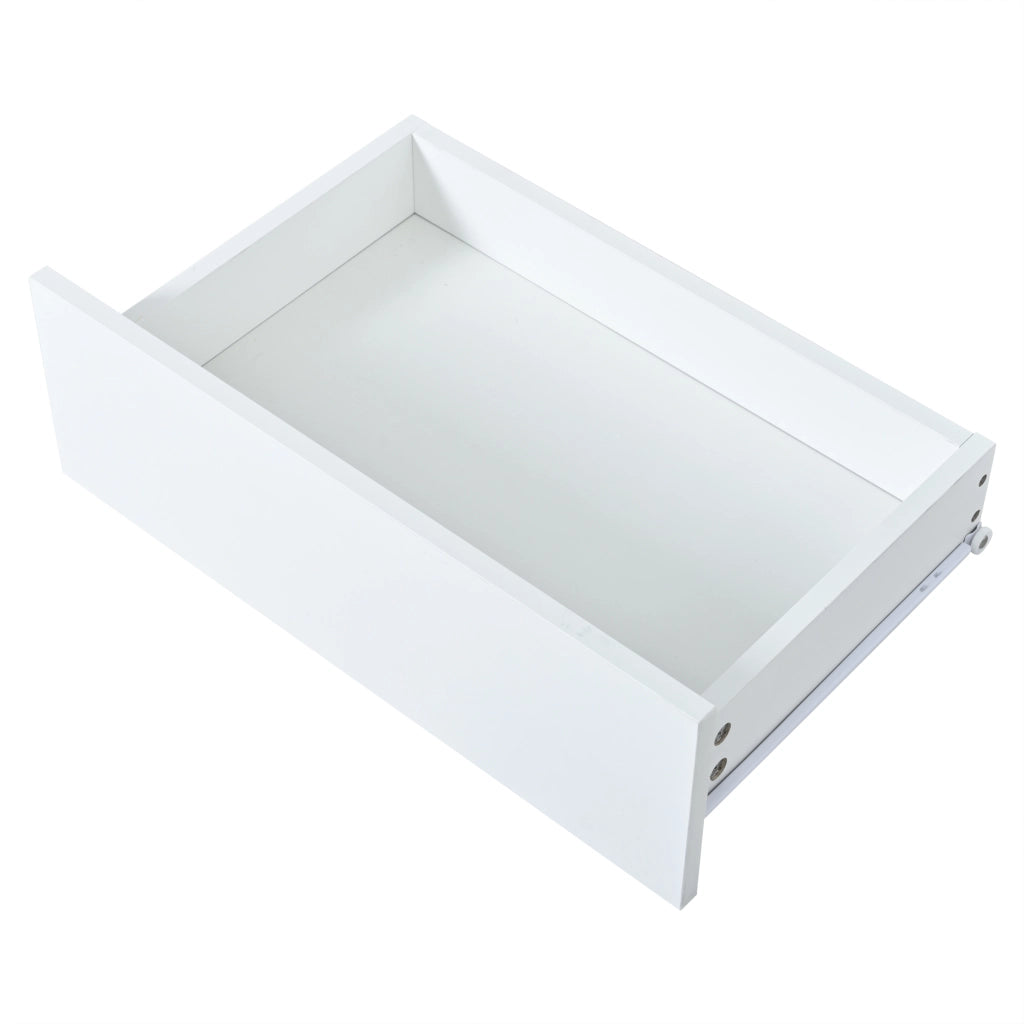 Credenza soggiorno 140 x 35 x 72,5 cm con 2 cassetti, 4 ante e illuminazione LED, bianco lucido