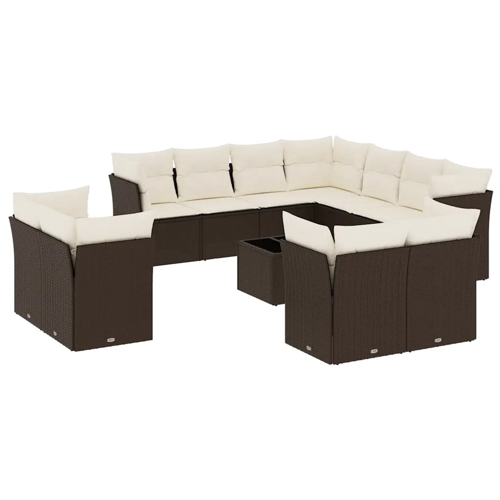 Set Divani da Giardino 12 pz con Cuscini Marrone in Polyrattan 3218523