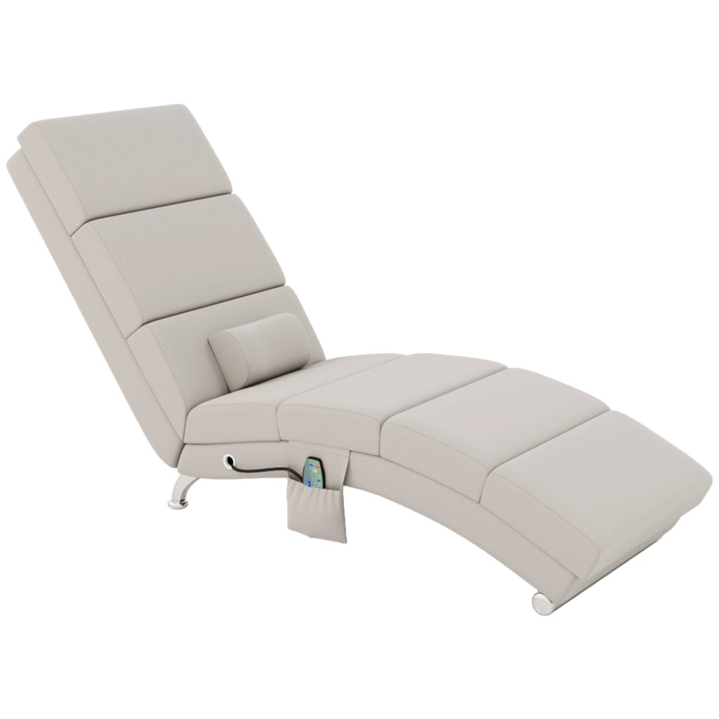 Poltrona relax massaggiante e riscaldata con poggiapiedi ¨C zephmum ¨C tessuto effetto lino crema