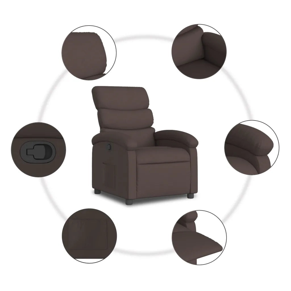 Poltrona | Sedia Relax Reclinabile Marrone Scuro in Tessuto