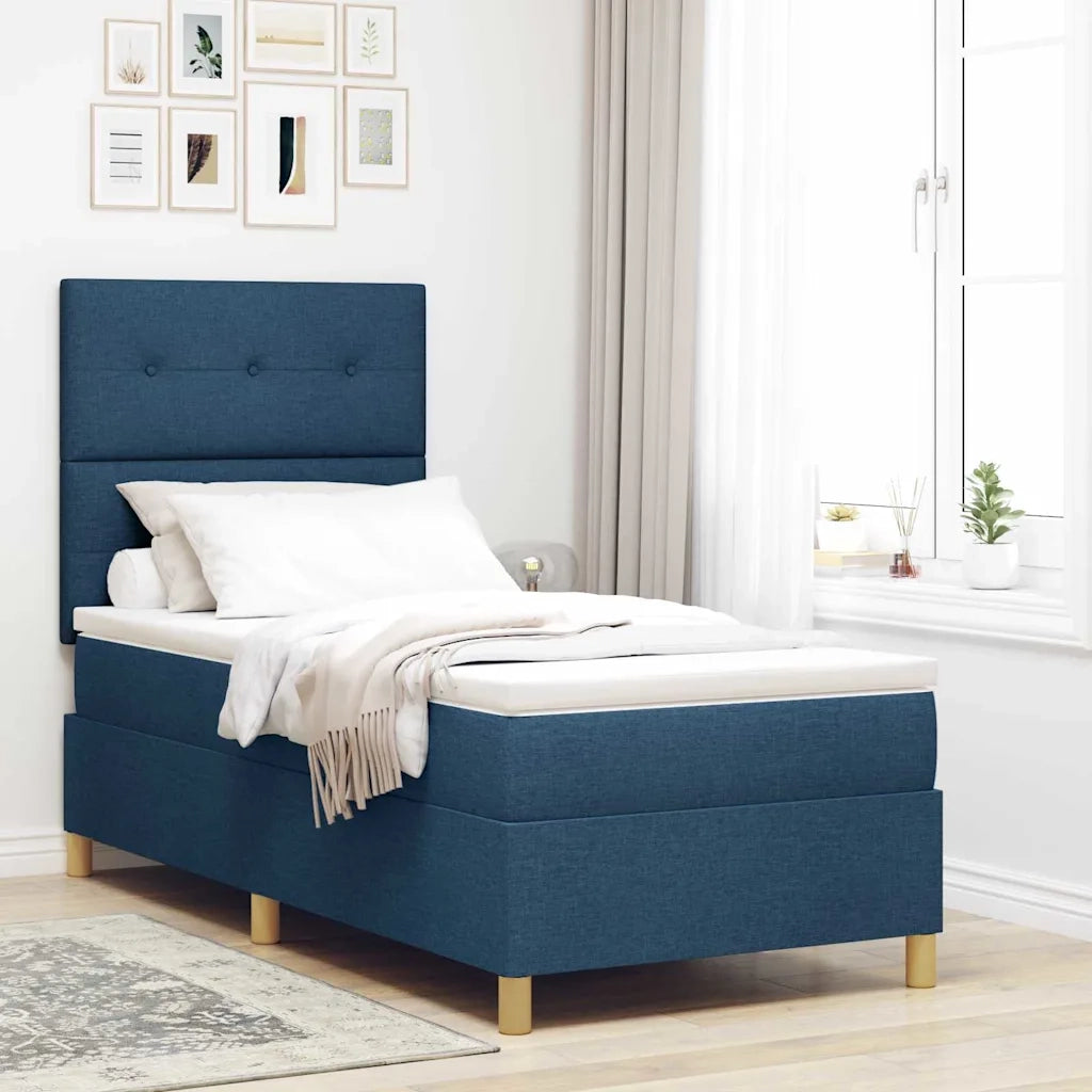 Letto a Sorgente LED con materasso Blu 100 x 200 cm Tessuto 3343081