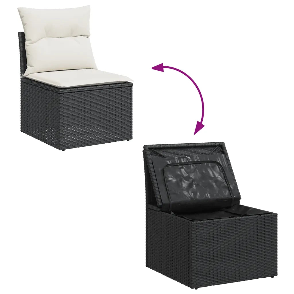 Set Divani da Giardino 11 pz con Cuscini in Polyrattan Nero 3256644