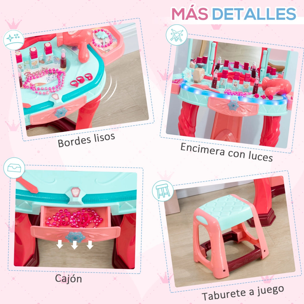 Tocador Bambini con Specchio e Luce ¨C Minimal ¨C 57x34x76 cm Multicolor