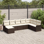 Set Divano da Giardino con cuscino 8 pcs Marrone polyrattan 3345478